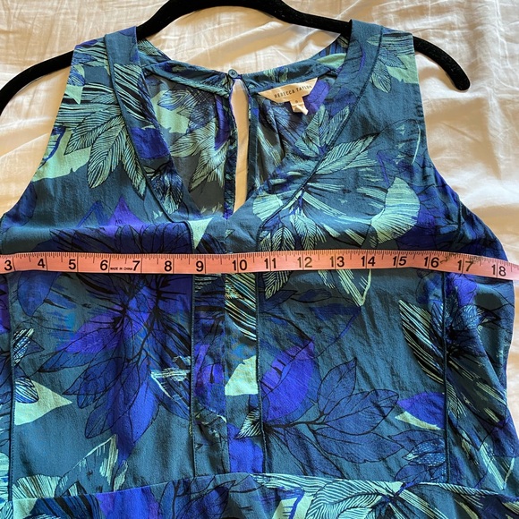 Rebecca Taylor Blue Green Floral Silk Sleeveless Peplum Top 8 - Picture 6 of 6